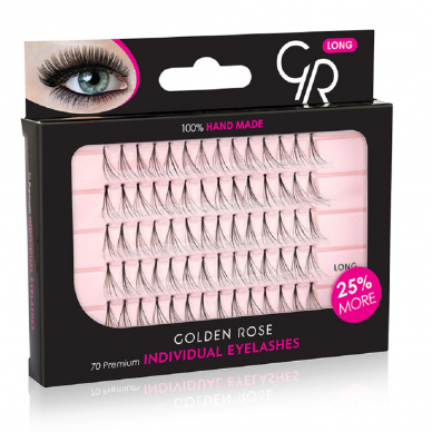 Golden Rose | Individual Eyelashes Long| Ilgi blakstienų kuokšteliai 70vnt