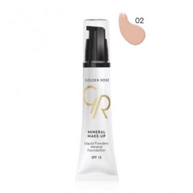 Golden Rose | Liquid Powder Mineral Foundation| Ilgalaikis makiažo pagrindas su dozatoriumi 35ml Nr. 02