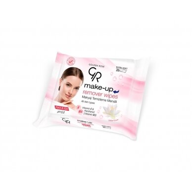 Golden Rose | Make-up Remover Wipes | Drėgnos servetėlės makiažui valyti 20vnt